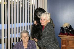 Evelyn, Gail holding Fleecy, Valentine's Day